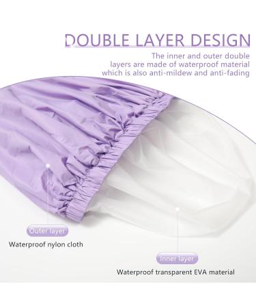 Welrog Waterproof Shower Hoods for Women | Reusable Adjustable Shower Caps for Men & Women | 2 Pack Rosa & Lila - Buy Online on GoSupps.com