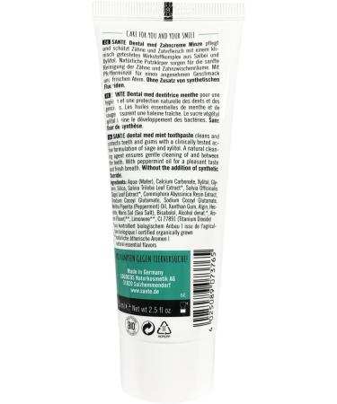 SANTE Mint Toothpaste 4x75ml | Organic Vegan Fluoride-Free Natural Dental Care - Buy Online on GoSupps.com