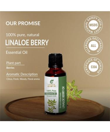Linaloe Berry Oil 100% Pure Essential Oil - Natural & Therapeutic Grade (0.33 Fl.Oz / 9.8 ml) | International Shipping Available - Buy Online on GoSupps.com