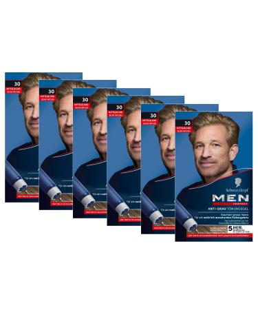 Men Perfect Anti-gray tinting gel 30 medium blonde (6x 80 ml) hair color for men blinds gray hair anti-gray tint for a natural looking result