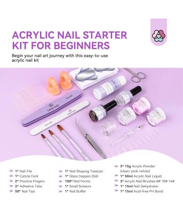 Saviland Acrylic Nail Kit for Beginners - Complete Set with Clear White Pink Acrylic Powder Brush Dehydrator & Primer | DIY Professional Acrylic Nails - Buy Online on GoSupps.com