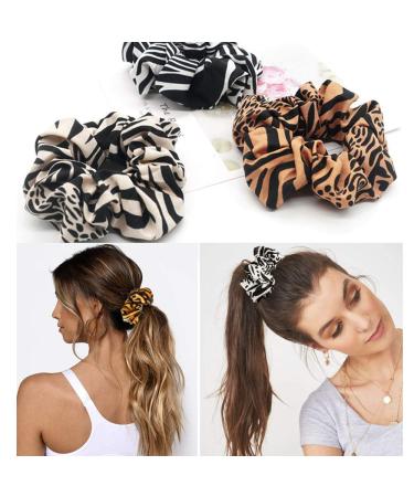 11pcs Cheetah Print Hair Scrunchies Pack for Women and Girls - Leopard Chiffon Scrunchie Holder with Elastic Hair Ties - Trendy Animal Print Hair Accessories - Buy Online on GoSupps.com
