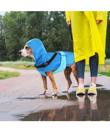 Mosucoirl Waterproof Dog Coat with Dishes Hooded Reflective Rain Jacket for Small & Medium Dogs in Blue - Buy Online on GoSupps.com