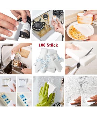Dirt Radier Sponge - 100 Pack Magic Eraser Melamine Cleaning Sponge for Household Kitchen Wall Bathroom & Shoe | Miracle White Cleaning Power - Buy Online on GoSupps.com