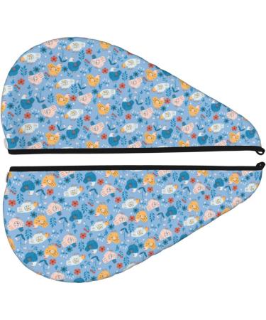 Hair Towel Wrap - Quick Drying Hair Turban with Button | Cute Chickens & Flowers Design - Buy Online on GoSupps.com