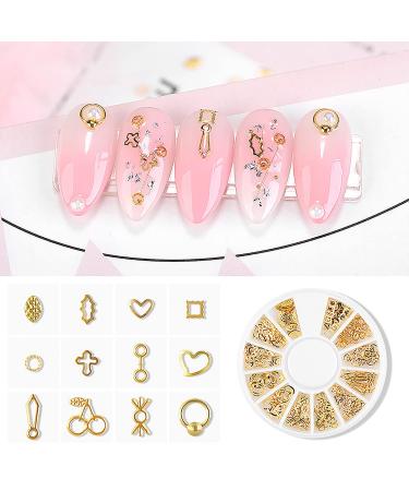 Gold Nail Charms Set - 6 Boxes Metal Studs for Acrylic Nails | Various Designs for Nail Art Decorations | Flowers, Shells, Stars, Moons, Beaches | Thin Flakes Kit - Buy Online on GoSupps.com