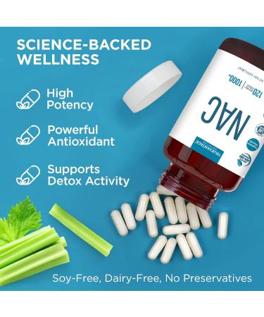 NAC Supplement 1000mg - Antioxidant Support for Liver Health & Detox - Boosts Lung & Immune Health - 120 Vegetable Capsules - Buy Online on GoSupps.com