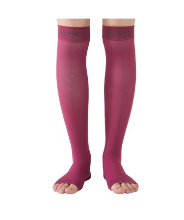 Maroon Open Toe Compression Socks 15-20mmHg | Reduce Swelling & Alleviate Varicose Veins - Buy Online on GoSupps.com