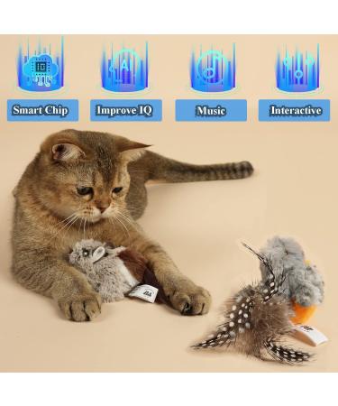 2-Pack Interactive Plush Cat Toys - Chirping Bird & Lifelike Mouse Sounds for Kittens - Fun Indoor Play for Cats - Buy Online on GoSupps.com