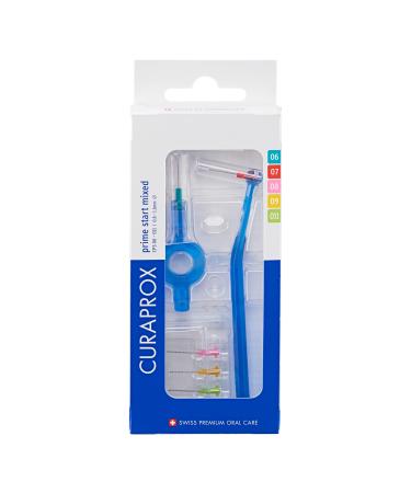Curaprox interdental brushes CPS Prime Plus Mix-Set 0.6-.1.1 mm diameter 2.2-5 mm effectiveness set with 5 interdental brush brushes and holder UHS 451 colored 1 piece (1 Pack)