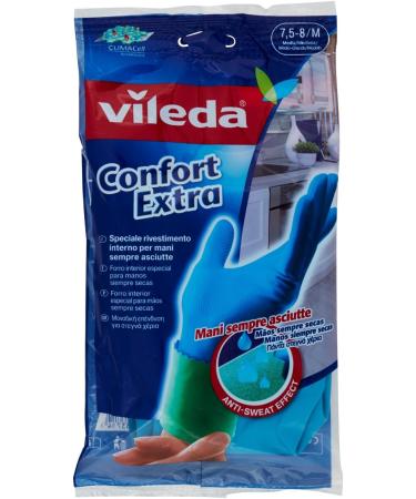 Vileda Comfort and Care Rubber Gloves with Chamomile Lotion - Size M (1 Pair) | International Shipping Available - Buy Online on GoSupps.com