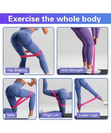 Resistance Bands Exercise Workout Bands for Women and Men 5 Set of Stretch Bands for Booty Legs Pilates Flexbands Home Fitness Yoga (Purple & Pink) - Buy Online on GoSupps.com