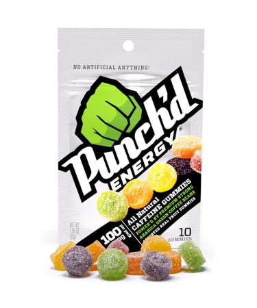 Punch'd Energy, All Natural Caffeine Gummies, 10 Gummies  100mg of Caffeine per Pack (Box of 10) Clean Label, Green Coffee Energy Chews, Ultra Low Glycemic, Low Calorie, Vitamin C 10 Count (Pack of 10)