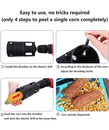 Stronrive Corn Decobbing Tool | Adjustable Corn Thresher Corn Cob Stripper Tool Corn Cob Cutter Stripper Corn Threshing Teeth Professional Corn Remover - for Most Hand Drill Black - Buy Online on GoSupps.com