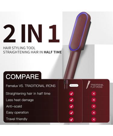 Hair Straightener Brush - Fast Heating 5 Temp Settings Anti-Scald | Ideal for Home & Travel - Buy Online on GoSupps.com