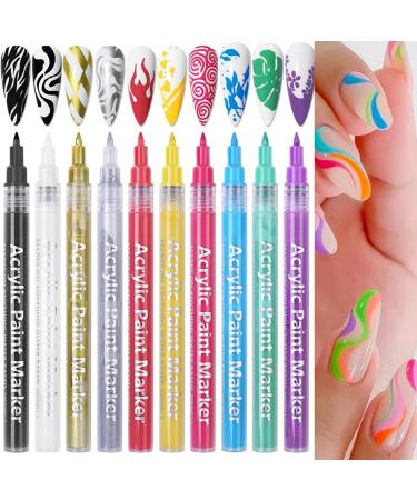 Pens Fine Tip - Graffiti Liner for Painting | 3D Painted Nail Drawing Set Quick Dry Beauty Manicure Tools Nanyaciv - Buy Online on GoSupps.com