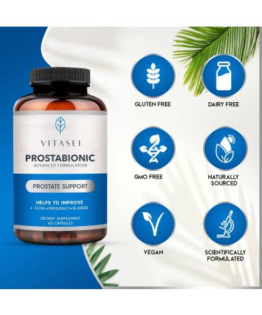 VITASEI Prostabionic Prostate Dietary Supplements - Saw Palmetto, Quercetin & Pygeum | Promotes Restful Sleep, Better Bladder Health | 60 Capsules x3 - Buy Online on GoSupps.com