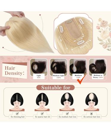 Elailite 40cm Real Hair Toupet & Clip-In Extensions - 50g Silk Base 130% Density #613 Bleached Blonde - Buy Online on GoSupps.com