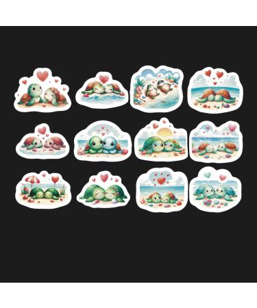 Valentine Sea Turtle Stickers. Set of 24 Stickers (2 Sets of 12) Valentine Stickers Sea Turtle Stickers Love Stickers Baby Turtles Heart Stickers (Glossy 2.5) (Glossy 1.5) glossy 1.5