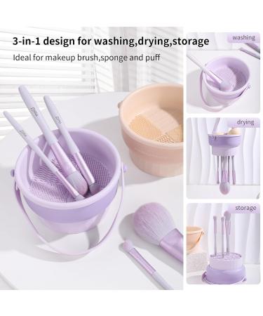 Buy MSQ 3 in 1 Silicone Makeup Brush Cleaning Mat - Scrubber & Drying Holder for Brushes & Sponges (Purple) | International Shipping Available - Buy Online on GoSupps.com