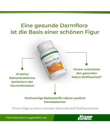 Probioslim High Dose Capsules - 10 Bacterial Cultures Chrome & Fiber - Vegan - 60 pcs - Healthy Intestinal Flora | Vitality Nutritionals by VitaminExpress - Buy Online on GoSupps.com