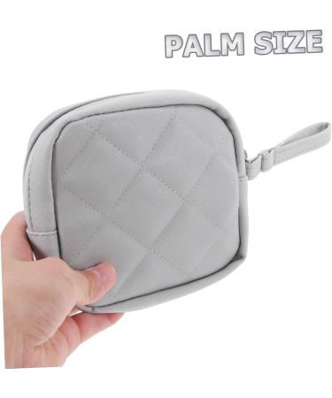 Iwowhero Leather Cosmetics Bag | Zip Organizer & Storage for Women | PU Gray Mini Accessory 13x13cm - Buy Online on GoSupps.com