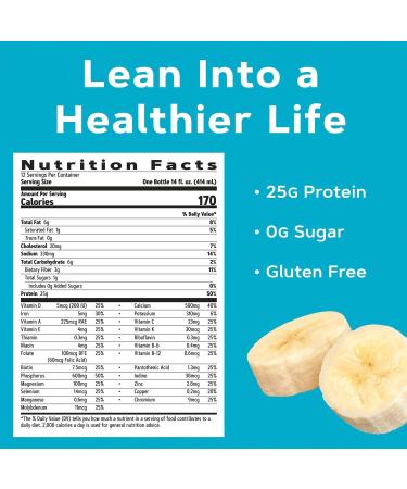GNC Lean Shake 25 Protein Shake Clinically Proven Weight Management Meal Replacement 25g Protein with Zero Added Sugar Ready To Drink Banana Cream Pack of 12 Banana 168 Fl Oz (Pack of 1) - Buy Online on GoSupps.com