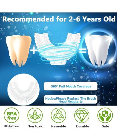 Patelai Kids U-Shaped Toothbrush Heads (10 Pcs) with Storage Box - 360 Degree Teeth Cleaning for Children Electric & Manual Toothbrushes - Buy Online on GoSupps.com