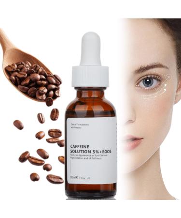 Caffeine Solution 5% + EGCG For Dark Circles & Puffiness 30ML Anti Aging Caffeine Under Eye Serum For Eye Bags Fine Lines Moisturizing Caffeine Solution. 1 Fl Oz (Pack of 1)