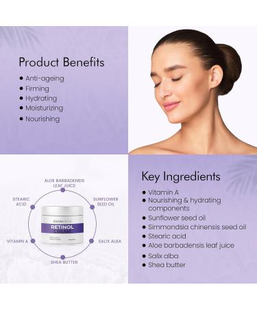 SKIN Retinol Cream - Anti-Aging Eye Face & Neck Moisturizer for Men & Women | Tightening Fine Lines & Wrinkles | 142g/5oz - Buy Online on GoSupps.com