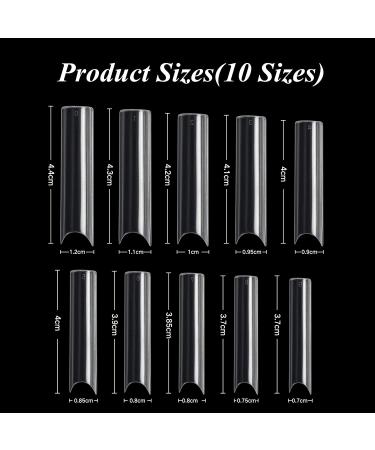 Vcedas Extra Long C Curve Nail Tips - 100PCS Clear French Half Cover Square Shape - Buy Online on GoSupps.com