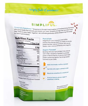 Simpliful Organic Whole Brown Flaxseed 28-oz - IntegriPure 1.75 Pound (Pack of 1) - Buy Online on GoSupps.com