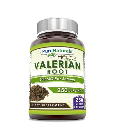 Pure Naturals Valerian Root Supplement | 500 Mg | Veggie Capsules | Non-GMO | Gluten Free | Made in USA (250 Count)