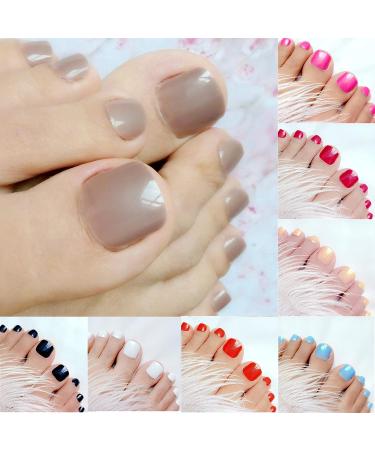 AddFavor 14 Colors Square Full Cover Short False Toe Nails - 12 Sizes Glossy Fake Toenails for Women and Girls - Buy Online on GoSupps.com