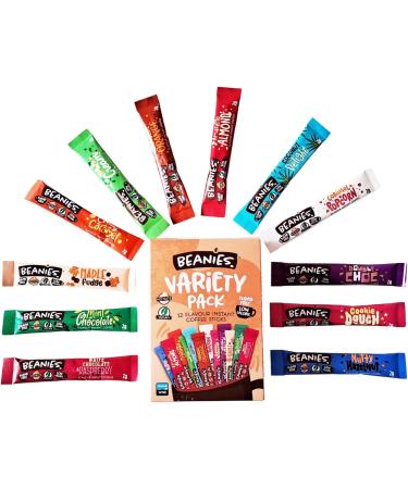 Beanies Mixed Flavour Instant Coffee - Irish Cream Chocolate Orange Caramel Popcorn Mint Chocolate Amaretto Almond Coconut Delight Nutty Hazelnut and more | Flavour for Every Mood | 216 Sachets - Buy Online on GoSupps.com