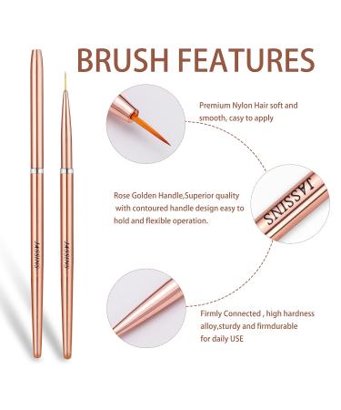 JASSINS Nail Art Liner Brushes Set - Rose Gold - Striping Thin Long Line Design Brush Pens - 3 sizes (7mm/9mm/11mm) - Buy Online on GoSupps.com