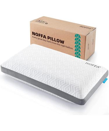 NOFFA Medium Firm Pillow Side Sleeper, Supportive Pillow Memory Foam, Orthopedic Sleeping Pillow Flat, Best for Deep Sleep, Mesh Ventilated Washable Cover 27.6 x 15 x 4.7 inch