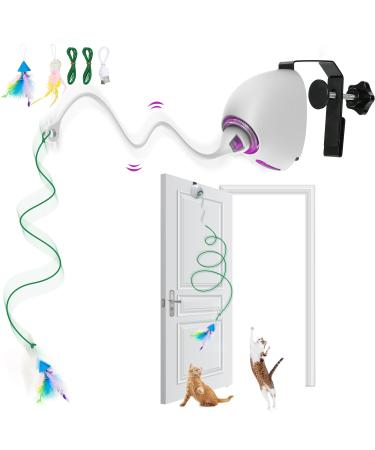 IOKHEIRA Interactive Cat Feather Toys for Indoor Cats Automatic Teaser Rope Cat Toy Hanging Electric Cat Toys Rechargeable Play Chase Exercise Kitten Toys