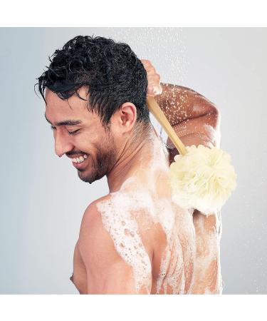 Exfoliating Loofah on a Stick Back Scrubber for Shower Long Handle Shower Sponge for Men and Women - Buy Online on GoSupps.com