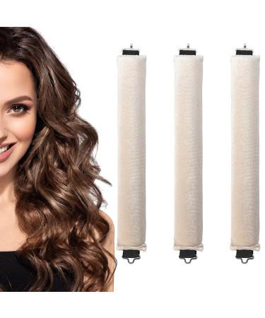 3PCS Sleep In Heatless Hair Curlers No Heat Curler Roller for Long Medium Hair Overnight Heatless Curls Curling Rod for Big Waves Soft Velvet Thick Flexi Rods with Hook (Beige) - Buy Online on GoSupps.com