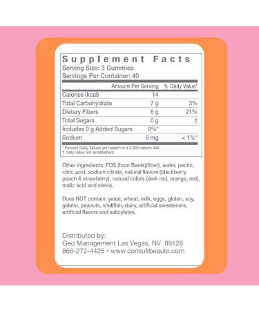 Consult Health Fiber Supplement Gummies - Sugar Free Multi Fruit Flavor - 6g Prebiotic Plant Based Fiber Blend - 120 Count - Buy Online on GoSupps.com