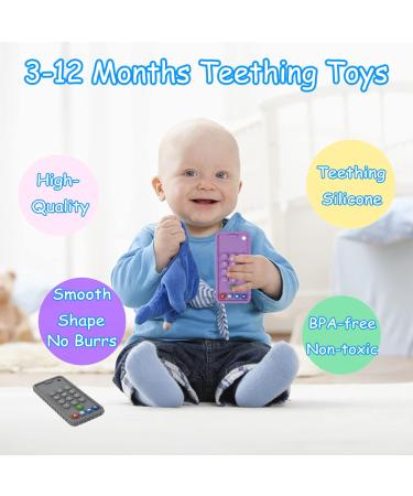 2-Pack Silicone Baby Teething Toys | BPA-Free Mobile Phone Teether for Babies 6-12 Months | Soft-Textured Chew Toys | Purple+Green - Buy Online on GoSupps.com
