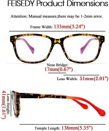 Buy FEISEDY Progressive Multifocus Blue Light Blocking Glasses - Rectangular TR90 Frame B2587 Leopard Design 1.5x Magnification Ideal for Reading & Screen Use - International Shipping Available - Buy Online on GoSupps.com