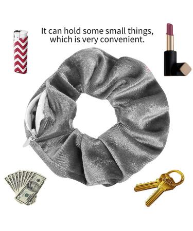 Premium Velvet Hair Tie Scrunchies with Hidden Zipper Pocket - 12 Pcs for VSCO Girls & Women | Chiffon Leopard Dots Plaid Hair Accessories - Buy Online on GoSupps.com