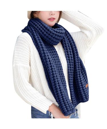 Ladies Cotton Scarf Cashmere Scarf Neck Warmer Scarves for All Seasons Women Autumn Winter Winter Scarf One Size Navy