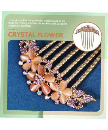 PLAFOPE Opal Comb Small Tooth Comb Floral Hair Clips Styling Hair Clips Barrettes for Thick Hair Wedding Hair Accessories for Brides Hair Combs for Hair Topper Comb Hair Clip Alloy Purple - Buy Online on GoSupps.com