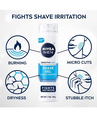 NIVEA MEN Sensitive Cooling Shave Gel - 3 Pack (7 Oz each) with Chamomile and Seaweed Extracts - Buy Online on GoSupps.com