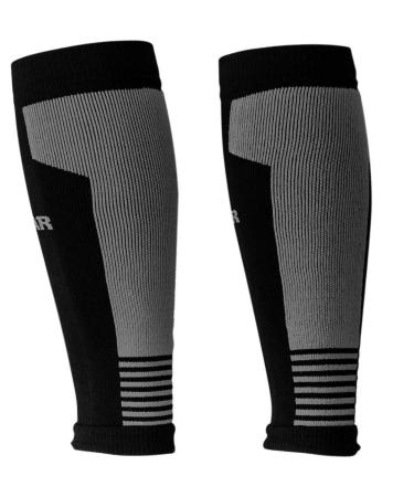 Compression Calf Sleeves - Graduated Performance for Running Sports Recovery Shin and Leg Muscle Support - 1 Pair (Large/XL Black/Gray) Large/X-Large Black/Gray