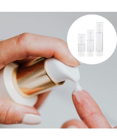 Lurrose 3PCS 15/30/50ml Airless Pump Bottles Press Pump Cosmetics Container Essence Cleanser Emulsion Storage Dispenser for Travel White - Buy Online on GoSupps.com