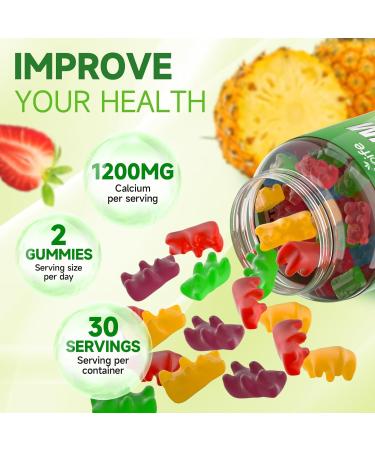 2 Pack Calcium Citrate 1200mg with Vitamin D3 Supplements Gummies for Women & Men Calcium Gummies with Vitamin D3 K2 & B12 High Absorption for Muscle & Immune Mixed Flavors 120 Count 120 Count (Pack of 1) - Buy Online on GoSupps.com